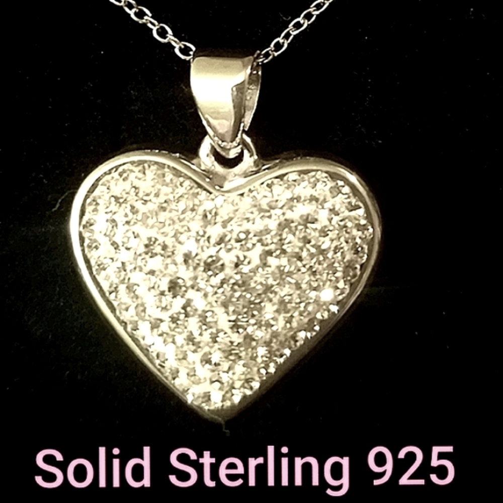 Solid Silver Designer Heart Necklace Sterling